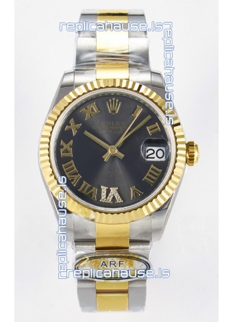 Rolex Super Clone Datejust ETA 2688 Movement 31MM Two Tone Yellow Gold Swiss Grey Dial