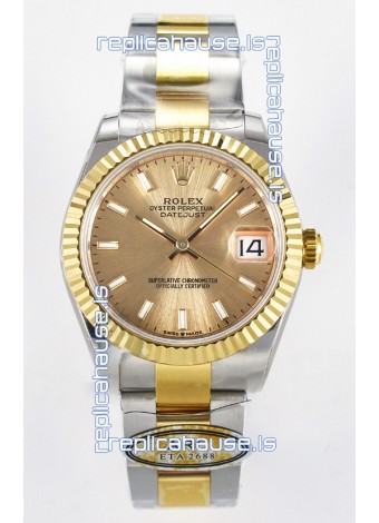 Rolex Super Clone Datejust ETA 2688 Movement 31MM Two Tone Yellow Gold Watch and Dial