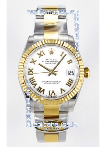 Rolex Super Clone Datejust ETA 2688 Movement 31MM Two Tone Yellow Gold Watch White Dial