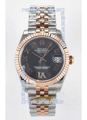 Rolex Super Clone Datejust ETA 2688 Movement 31MM Two Tone Rose Gold Swiss Grey Dial