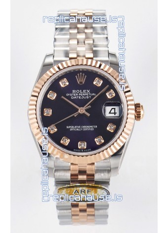 Rolex Super Clone Datejust ETA 2688 Movement 31MM Two Tone Rose Gold Swiss Purple Dial