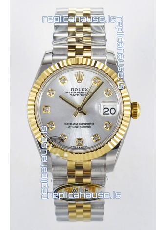 Rolex Super Clone Datejust ETA 2688 Movement 31MM Two Tone Yellow Gold Swiss Silver Dial