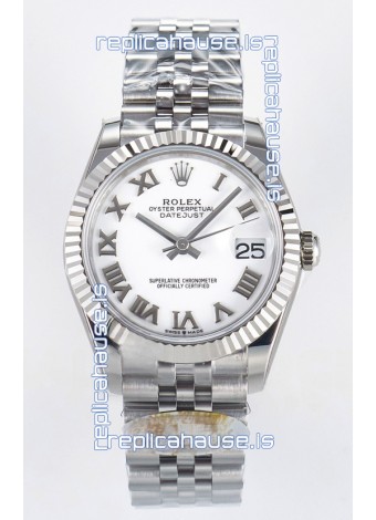 Rolex Super Clone Datejust ETA 2688 Movement 31MM Stainless Steel White Roman Dial Watch 