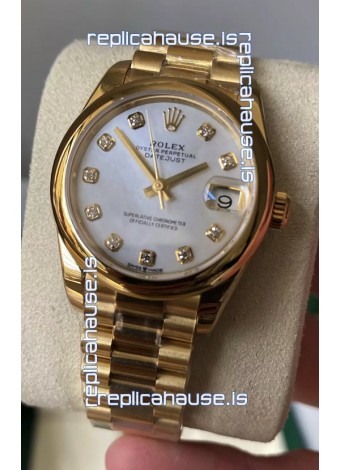 Rolex Datejust M278248 31MM Swiss Replica in Gold - White Pearl Dial 1:1 Mirror Quality 