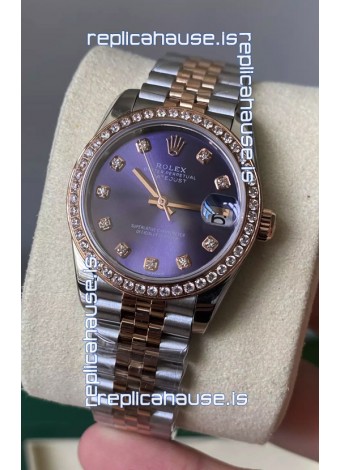 Rolex Datejust M278381RBR 31MM Swiss Replica Two Tone Rose Gold - Blue Dial 1:1 Mirror Quality