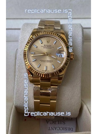 Rolex Datejust 278278 31MM Swiss Replica in 904L Steel Yellow Gold Casing in Stick Markers 1:1 Mirror Quality 