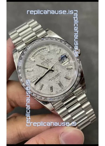 Rolex Day Date Presidential Stainless Steel Meteorite Dial Watch 40MM - 1:1 Mirror Quality