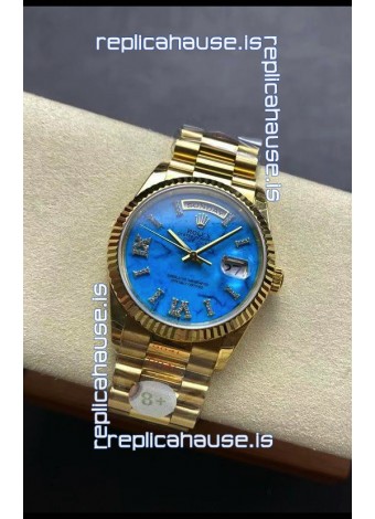 Rolex Day Date Turquoise Set 18K Yellow Gold Watch 36MM - 1:1 Mirror Replica Watch 