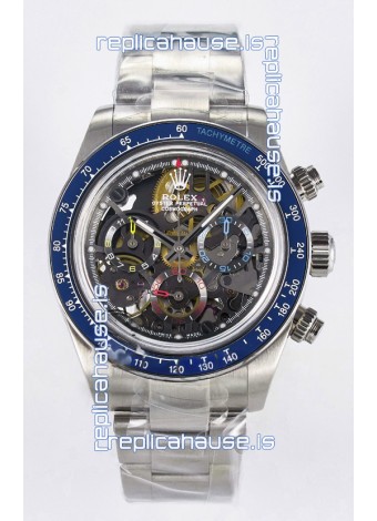 Rolex Daytona Super Clone Artisans De Geneve Stainless Steel Watch Blue Bezel Skeleton Watch 