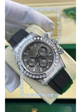 Rolex Daytona Super Clone White Gold Casing Steel Dial Cal.4131 Movement Watch Custom Sapphires Bezel