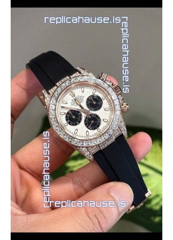 Rolex Daytona Super Clone White Gold Casing Meteorite Dial Cal.4131 Movement Watch Custom Sapphires Bezel