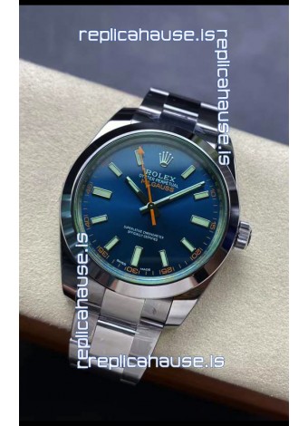 Rolex Milgauss 116400M Swiss Watch with BLUE Dial - Ultimate 904L Steel Watch