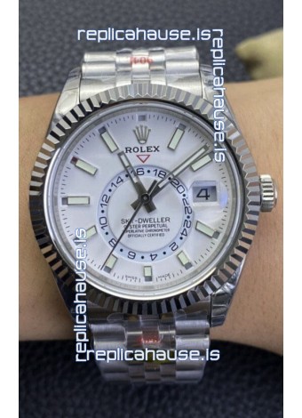 Rolex Sky-Dweller REF# M326934 White Dial Watch in 904L Steel Case 1:1 Mirror Replica
