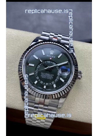 Rolex Sky-Dweller REF# 336934 Green Dial Watch in 904L Steel Case 1:1 Mirror Replica