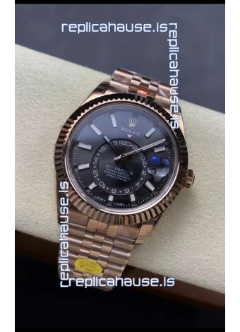 Rolex Sky-Dweller REF# 336935 Black Dial Watch in Rose Gold 904L Steel Case 1:1 Mirror Replica