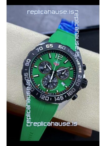 Tag Heuer F1 Edition Swiss Quartz Watch in Green Dial Stainless Steel Casing Rubber Strap