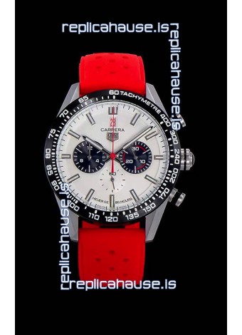 Tag Heuer Carrera Swiss Quartz Movement Replica Watch in White Dial - Red Rubber Strap