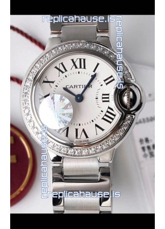 Ballon De Cartier Swiss Quartz 1:1 Mirror Quality 28MM in Steel Casing White Dial 