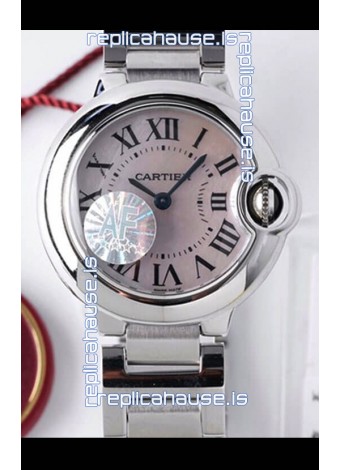 Ballon De Cartier Swiss Quartz 1:1 Mirror Quality 28MM in Steel Casing White Pearl Dial 