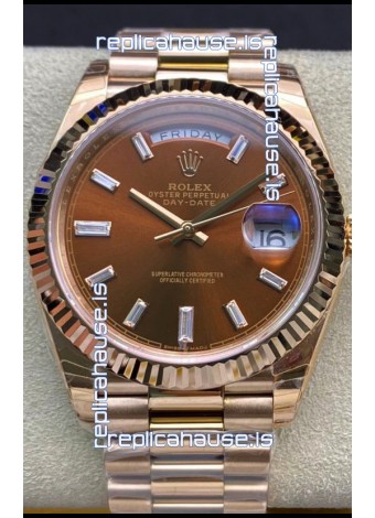 Rolex Day Date 40MM 228235 Rose Gold in Brown Dial 1:1 Mirror Replica Watch