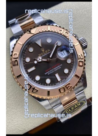 Rolex Yachtmaster 40 Everose Gold - Oyster Steel Brown Dial 1:1 Swiss Replica Watch 40MM in 904L Steel Casing