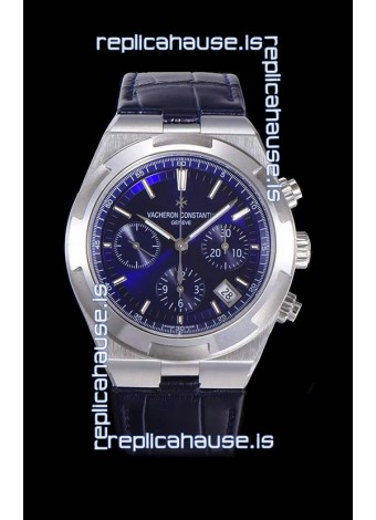 Vacheron Constantin Overseas Chronograph Blue Dial Swiss Replica Watch - Leather Strap