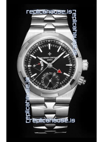 Vacheron Constantin Overseas Dual Time 1:1 Mirror Swiss Replica Watch in Black Dial 