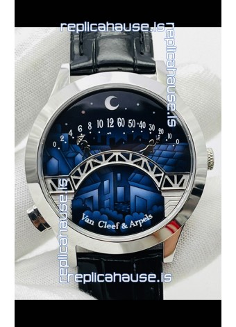 Van Cleef & Arpels Lady Arpels Pont des Amoureux in Stainless Steel Black Strap
