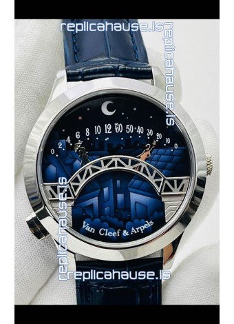 Van Cleef & Arpels Lady Arpels Pont des Amoureux in Stainless Steel Navy Blue Strap