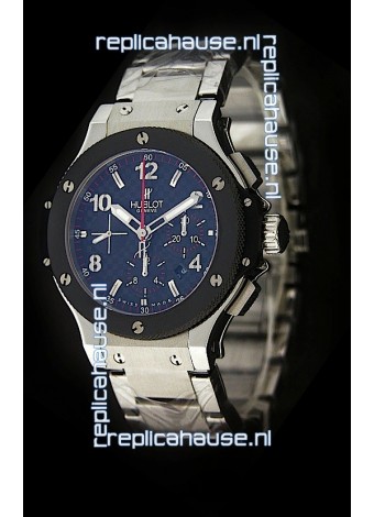 Hublot Big Bang Swiss Replica Watch in Steel Strap Ceramic Bezel