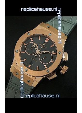 Hublot Big Bang Classic Fusion Swiss Replica Rose Gold Watch in Grey Strap