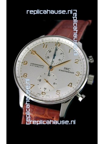 IWC Portuguese Chronograph Swiss Replica Watch in White Dial