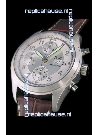 IWC Der Flieger Chronograph Swiss Replica Watch in Silver White Dial