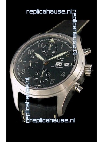 IWC Der Flieger Chronograph Swiss Replica Watch in Black Dial