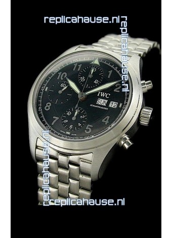 IWC Der Flieger Chronograph Swiss Replica Watch in Black Dial
