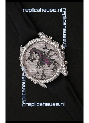 Five Time Zones J&C Clone Japanese Watch in Full Diamonds