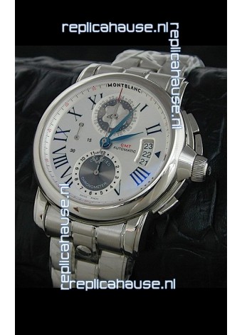 Mont Blanc Meisterstuck Star GMT Swiss Watch in White Dial