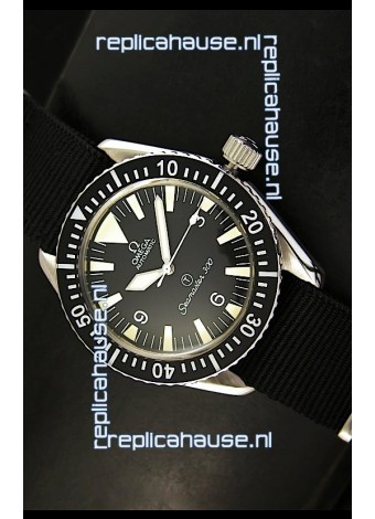 Omega Seamaster 300 R-Navy Black Dial Swiss Watch with Navy Strap