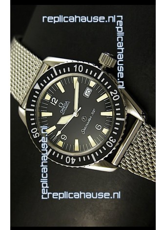 Omega Seamaster 300 R-Navy Black Dial Swiss Watch with Mesh Strap