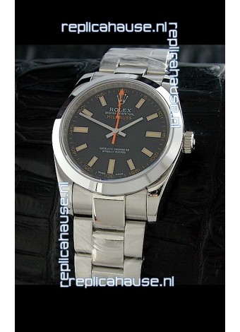Rolex Oyster Perpetual Milgauss Swiss Replica Watch in Black Dial