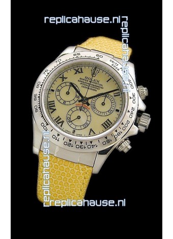 Rolex Daytona Cosmograph Swiss Replica Steel Watch in Yellow Pearl Dial