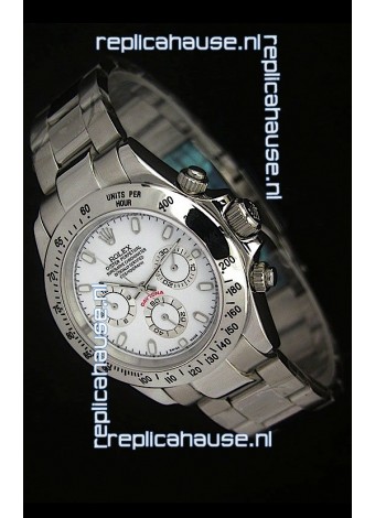 Rolex Daytona Japanese Replica Steel Watch in White Stick Hour Markers
