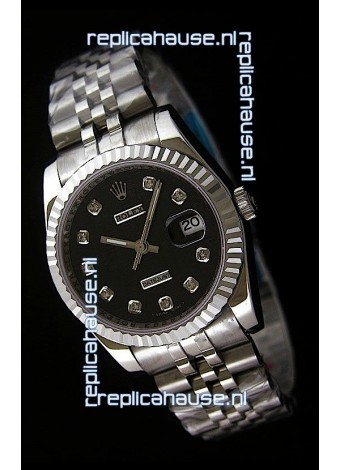 Rolex Datejust Mens Swiss Replica Watch in Black Dial