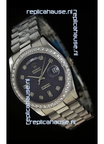 Rolex Day Date Just swiss Replica Watch in Printed Purple Dial