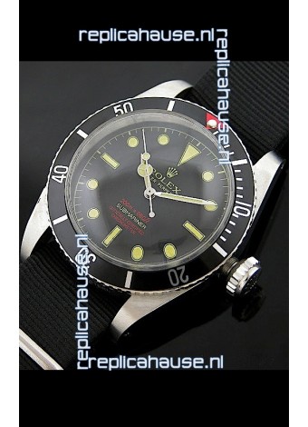 Rolex Submariner Swiss Replica Watch in Domed Crystal Black Nylon Strap