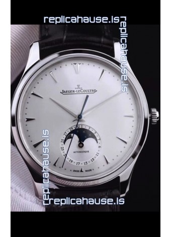 Jaeger LeCoultre Master Ultra Thin Moon Stainless Steel 1:1 Mirror Replica Watch 