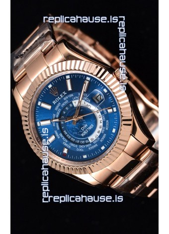Rolex SkyDweller Swiss Watch in 18K Rose Gold Case - DIW Edition Deep Blue Dial 