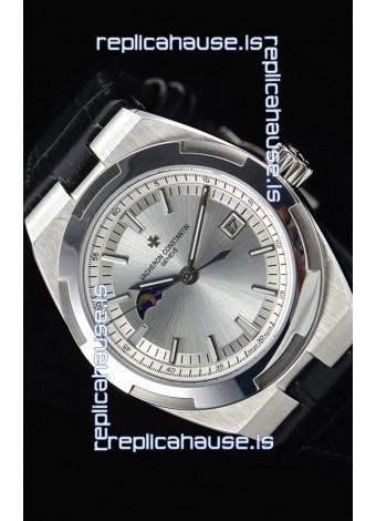 Vacheron Constantin Overseas MoonPhase Stainless Steel Swiss Watch in Black Strap