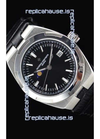 Vacheron Constantin Overseas MoonPhase Stainless Steel Swiss Watch in Black Dial
