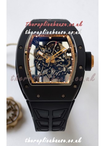 Richard Mille RM055 FREE SPRUNG MVMNT Black Ceramic Rose Gold Inner Bezel Super Clone Watch 